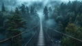 A Bridge to the Dreamtime: A Rope Bridge in a Foggy Forest