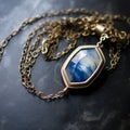 Ethereal Imagery: Blue And Golden Jewel With Cyanotype Diamond Bracelet