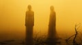 Ethereal Images: Ghostly Women In Yellow Dresses In A Foggy Swamp