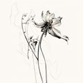 Ethereal Ink Drawing Of A Graceful Columbine Flower