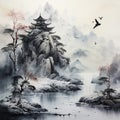 Ethereal Ink Wash Painting