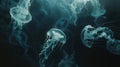 Ethereal jellyfish ballet in detailed cinematic ocean shot capturing mesmerizing underwater movement Royalty Free Stock Photo