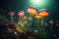 Ethereal Jellyfish Ballet in Ocean Depths