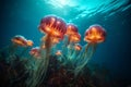 Ethereal Jellyfish Ballet in Ocean Depths