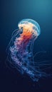 Ethereal Jellyfish Floating in Deep Blue Sea