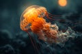 Ethereal Jellyfish Gliding Through Dark Ocean Waters