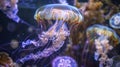 Ethereal Jellyfish Glowing in Deep Blue Ocean Waters