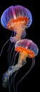 Ethereal Jellyfish in Late Afternoon Light: A Group of Transparent Tentacles and Bell-Shaped Body .