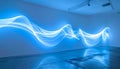 Ethereal Light Wave Art Installation in Modern Space Royalty Free Stock Photo
