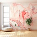 Ethereal Love: Abstract Lines and Patterns in Vibrant Red and Soft Pink