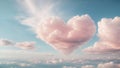 Ethereal love clouds. A minimalist depiction of heart-shaped clouds in a clear sky.