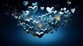 Ethereal Love: Translucent Heart-Shaped Letter Floating Amidst Sparkling Stars