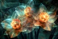 Ethereal Daffodils Illuminated by Nomad\'s Whispers of Wind and Radiant Geometry Royalty Free Stock Photo