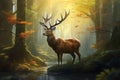 Ethereal Magic deer nature. Generate Ai