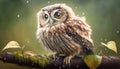 Ethereal Majesty: A Majestic Owl Perched Amidst the Forest\'s Serenity at Sunset. Generative AI