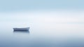 Ethereal Minimalism: Serene Solitude Of A Solitary Boat On A Calm Blue Ocean