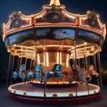 An ethereal, moonlit carousel with mythical creatures that carry you through the night4