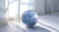 Ethereal Moonstone radiating its mysterious blue sheen, gently resting on a seamless white surface