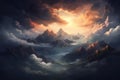Ethereal Mountain clouds. Generate Ai
