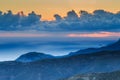 Ethereal mountain sunset at twilight