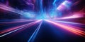 Ethereal neon glow on a blurred futuristic pathway. AI generative