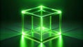 Ethereal Neon Green Cube with Glowing Edges AI generated