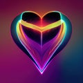 Ethereal passion. A glowing neon heart, adorned with mesmerizing patterns, casting a spell of love upon the enigmatic