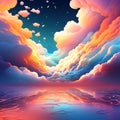 Ethereal Patel Clouds: Background Created Using Generative AI Tools (3D Rendering