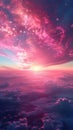 Ethereal Pink Clouds and Sky at Sunrise or Sunset. Background for Instagram Story, Banner Royalty Free Stock Photo