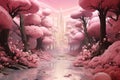 Ethereal Pink forest. Generate Ai
