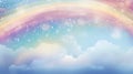 Ethereal Rainbow Arcing Across a Pastel Sky Above Fluffy Clouds at Dusk Royalty Free Stock Photo