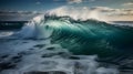 Ethereal seascapes, mesmerizing ocean waves, ethereal clouds, and pristine foam