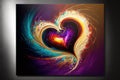 Ethereal, spiritual heart with colourful energy swirling over it\'s surface. Generative AI