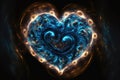 Ethereal, spiritual heart with mysterious blue energy swirling inside. Generative AI