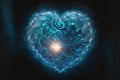 Ethereal, spiritual heart with mysterious blue energy swirling inside. Generative AI