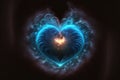 Ethereal, spiritual heart with mysterious blue energy swirling inside. Generative AI
