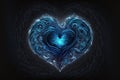 Ethereal, spiritual heart with mysterious blue energy swirling inside. Generative AI