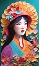 Ethereal Splendor Colorful Kirigami Illustration Unveils Portraits of Beautiful Women in Vietnam\'s Ao Dai Traditional Suits
