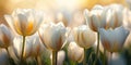Ethereal Spring Elegance: Close-up of White Tulip Flowers in Nature\'s Serenity
