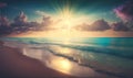 Ethereal Sunrise over Miami Beach Ocean Perfect for Posters and Wallpapers. Royalty Free Stock Photo