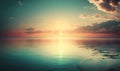 Ethereal Sunset Sky and Calm Sea Background for Relaxation and Meditation.