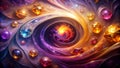 Ethereal Swirls of Amethyst, Ruby, and Citrine Generative AI