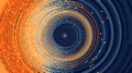 Ethereal Symmetry: Abstract Fusion of Orange and Dark Blue Concentric Circles