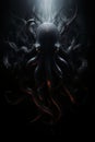 Ethereal Tentacles Emerge from Enigmatic Darkness on a Profound Black Canvas, Unleashing a Surreal Dance of Shadows and Intrigue -