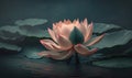 Ethereal Thai Lotus on Dark Blue Water Surface for Dreamy Designs.