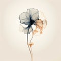 Ethereal Transparency: Delicate Flower Stems On Beige Background