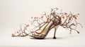 Ethereal Transparency: Unique High Heel Shoe With Branches