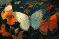 Ethereal twilight butterflies, their wings shimmering with the colors of dusk and dawn - Generative AI