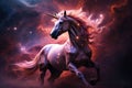 An ethereal unicorn on a nebula background AI generated