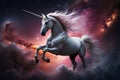 An ethereal unicorn on a nebula background AI generated Royalty Free Stock Photo
